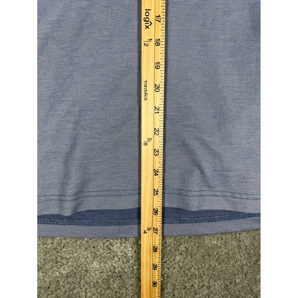 TravisMathew Mens Blue Striped Pima Cotton Blend Pocket Polo Shirt Medium - Picture 6 of 8